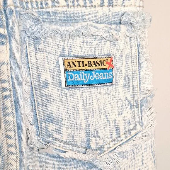 Vintage 90s Anti-Basic X Daily Jeans Size 9/10 Acid Wash Distressed High Rise - Picture 4 of 16